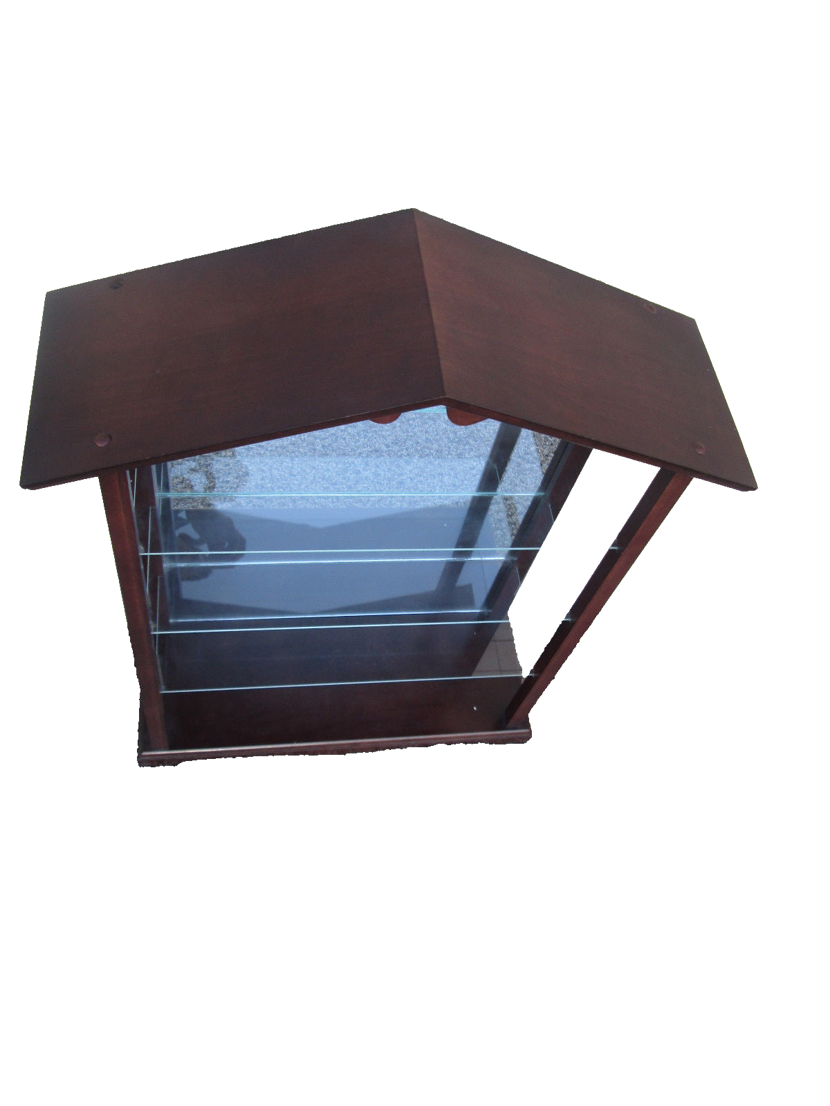 52122 Mahogany Open Glass Shelves Curio Whatnot Wall Shelf