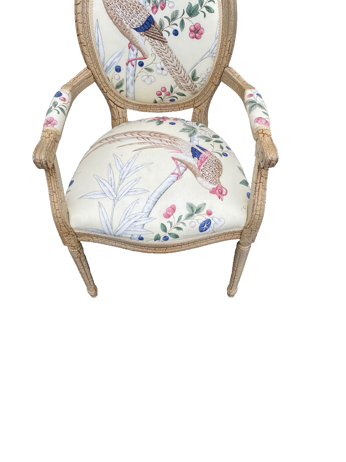 66500 Decorator Bergere Armchair Chair with Bird Design Fabric