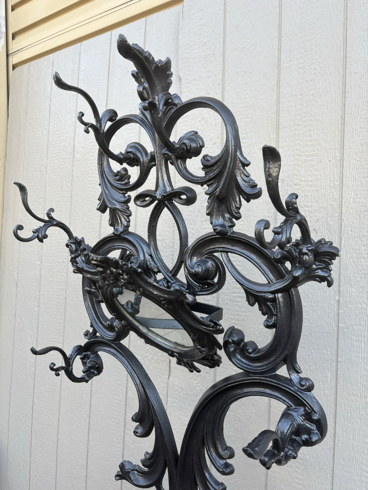 67150 Antique Victorian Cast iron Hat Rall With Mirror and Umbrella holders