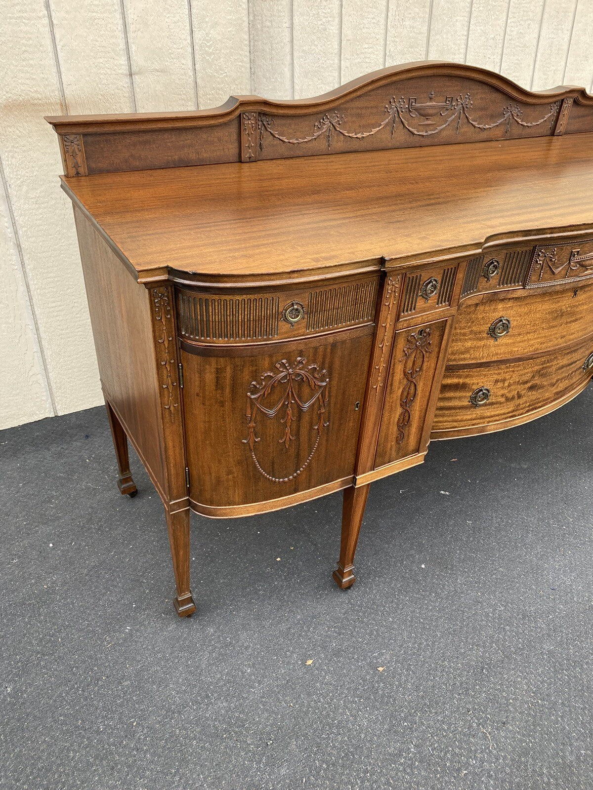 66104 Antique Mahogany Sideboard Server Buffet with WINE HOLDERS