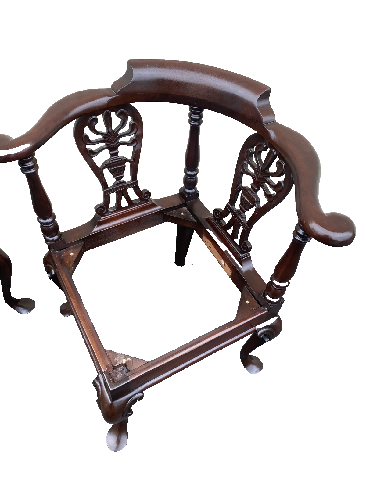 66092   Pair Quality Solid Mahogany Custom Made Corner Chair s