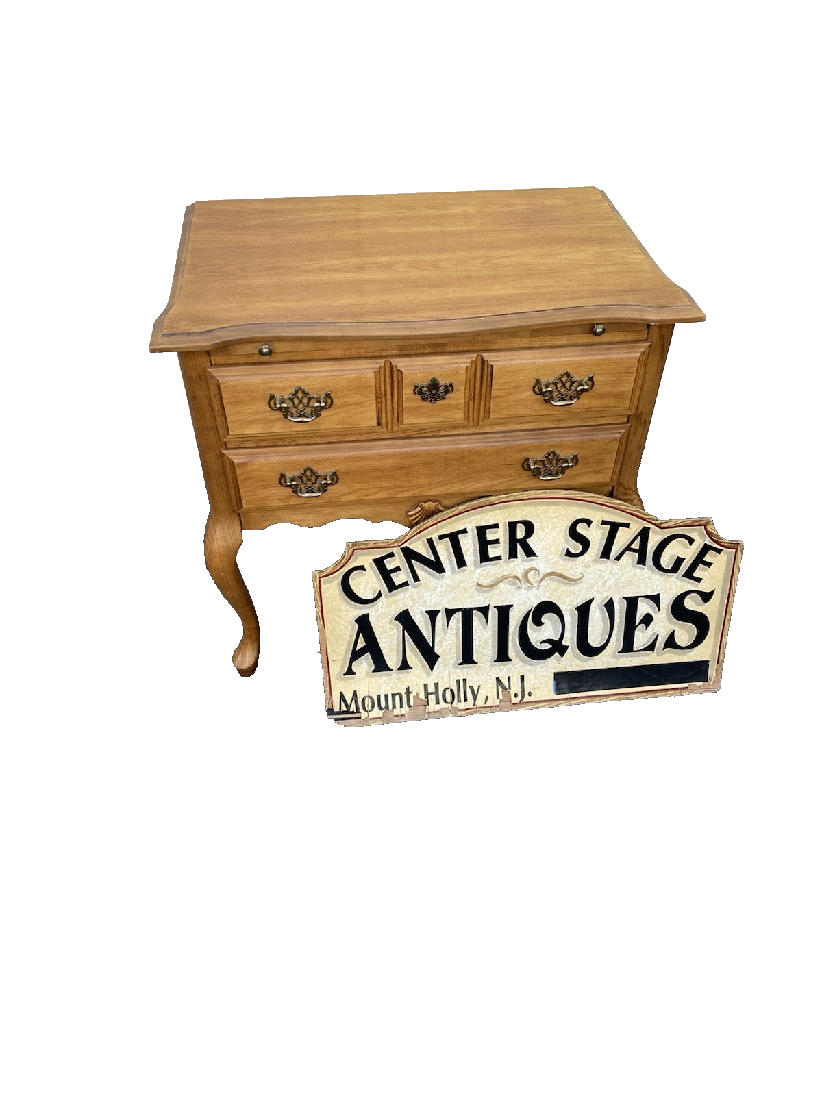 66623 Oak Low Boy Dresser Chest with Pull- Out extension