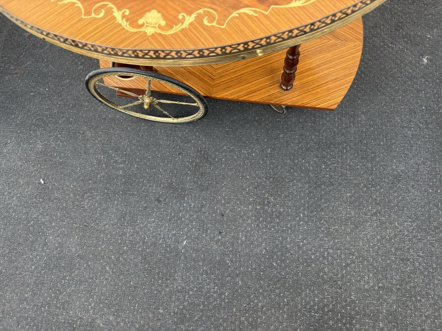 66844 Italian Inlaid Bar Cart Liquor Cabinet Teacart