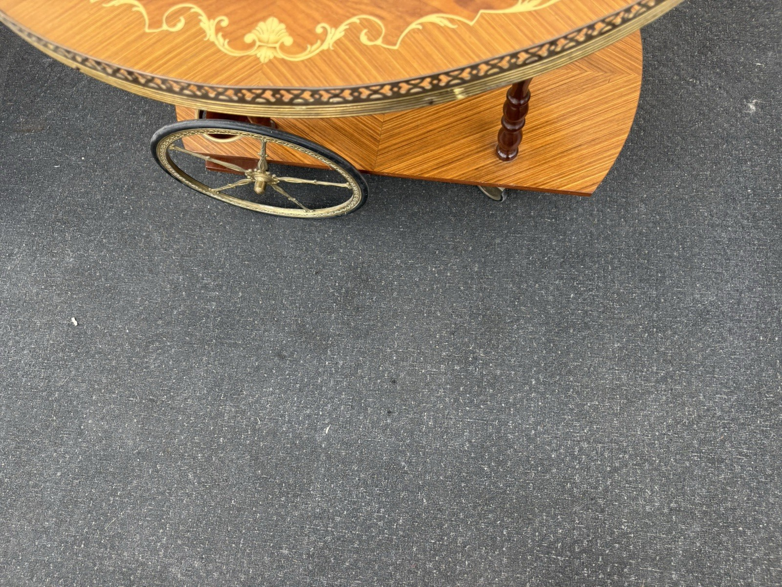 66844 Italian Inlaid Bar Cart Liquor Cabinet Teacart