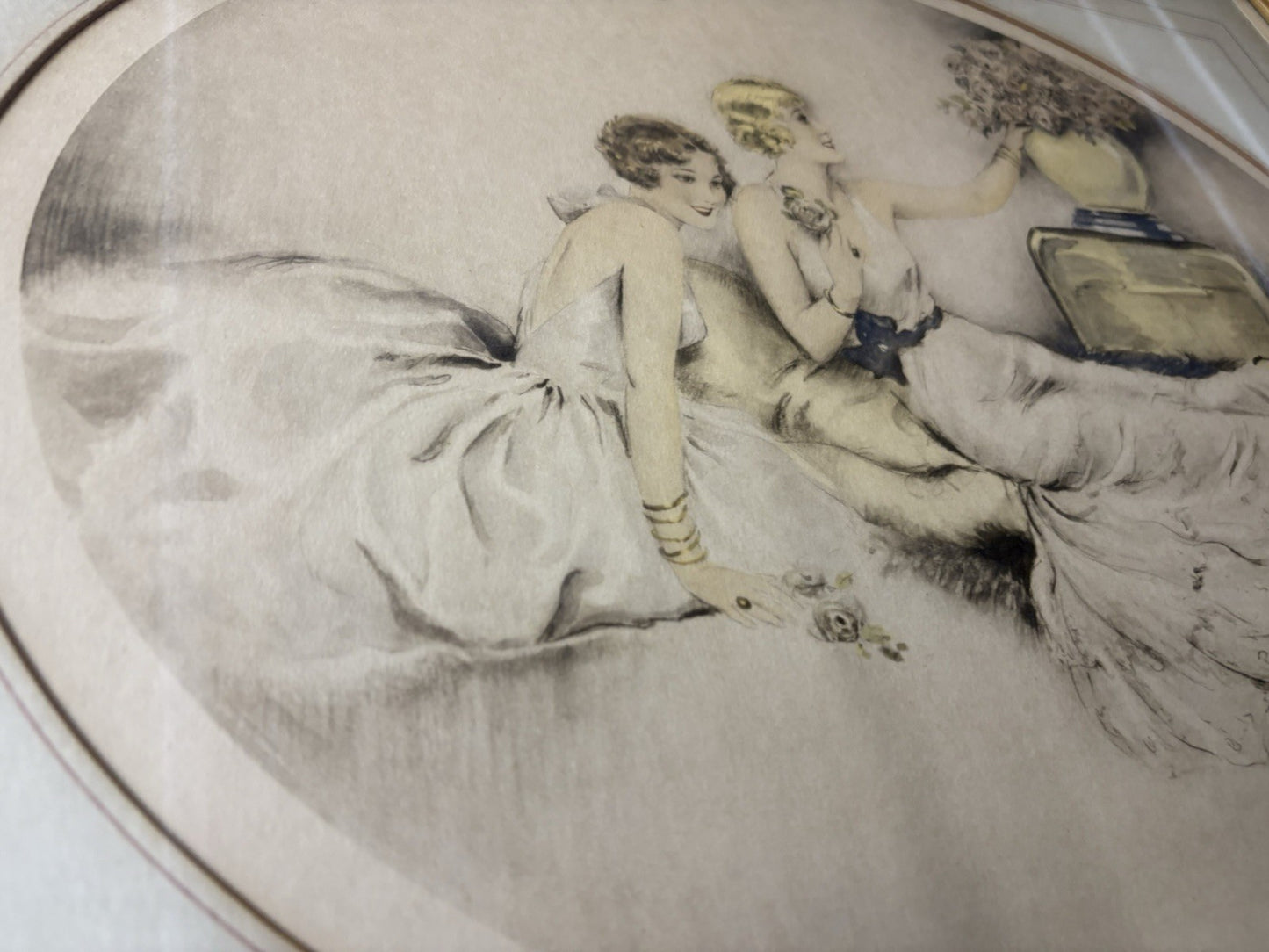 ART YS:      Antique Print   Woman and Roses Copyright 1934 Camila Lucas NYC USA