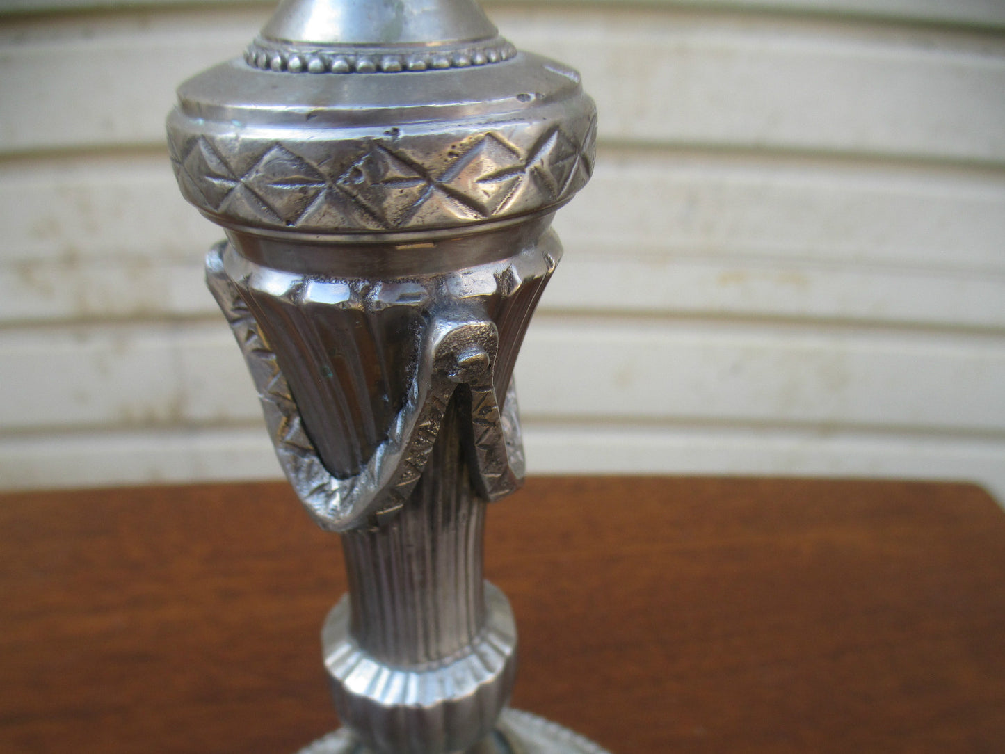 COL WS: Pair Fancy Silver Metal Fancy Candle Sticks