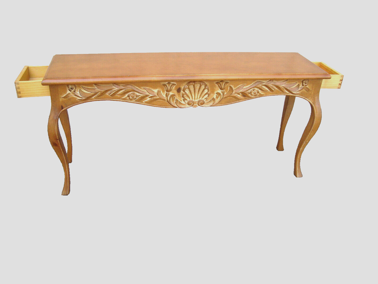 61967 French Country Custom Carved Console Hall Table Sofa Stand with 2 drawers