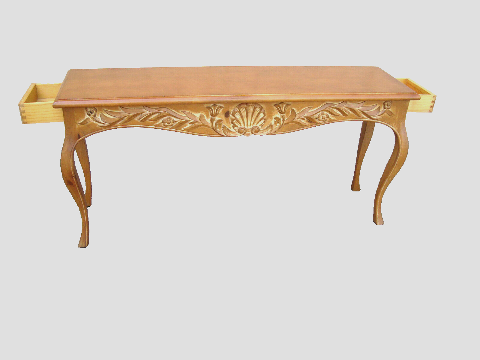 61967 French Country Custom Carved Console Hall Table Sofa Stand with 2 drawers