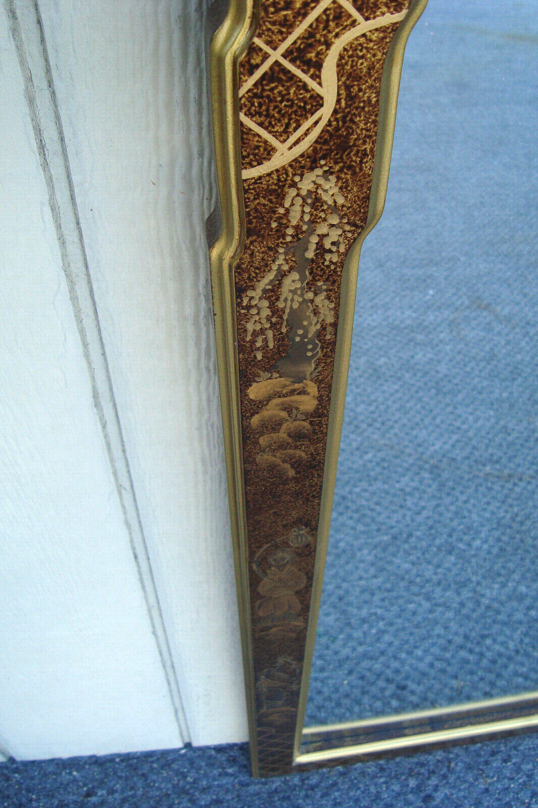 61891  Tall Oriental Decorator Wood Mirror
