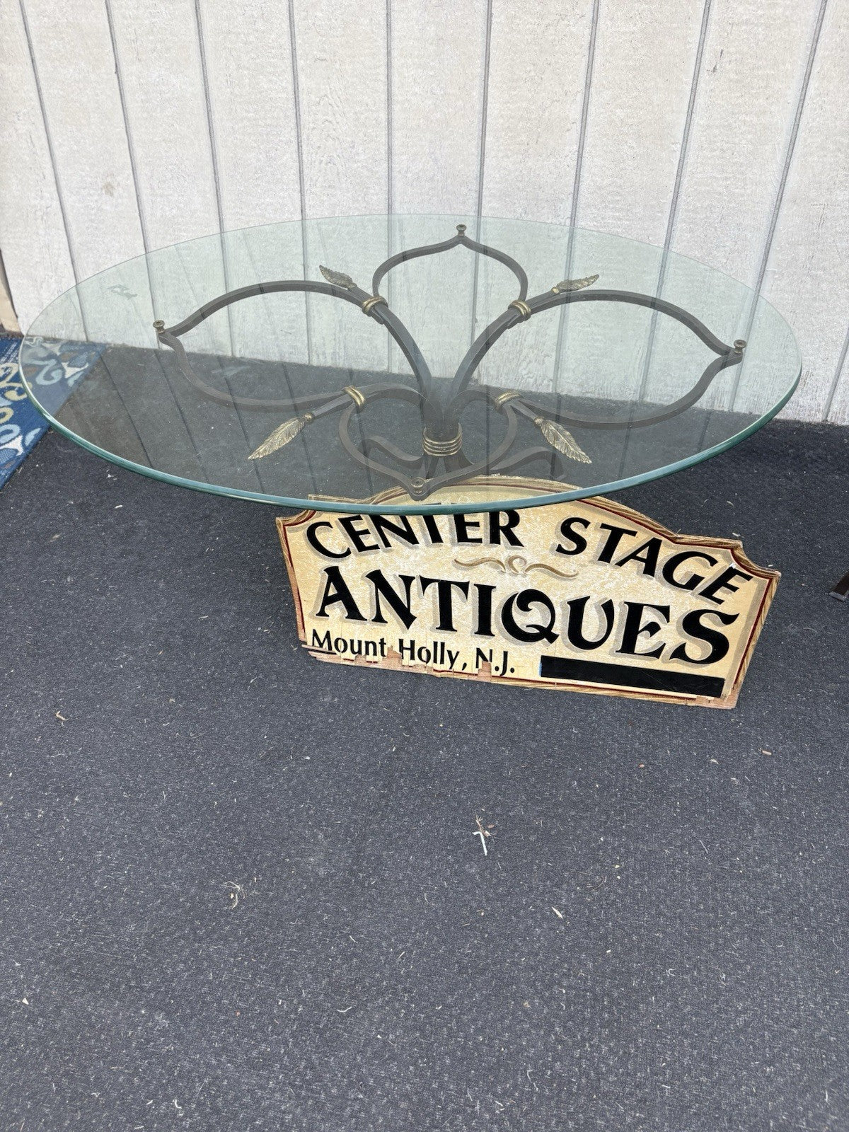 66755   Modern QUALITY Glass and Iron Accent Table Stand