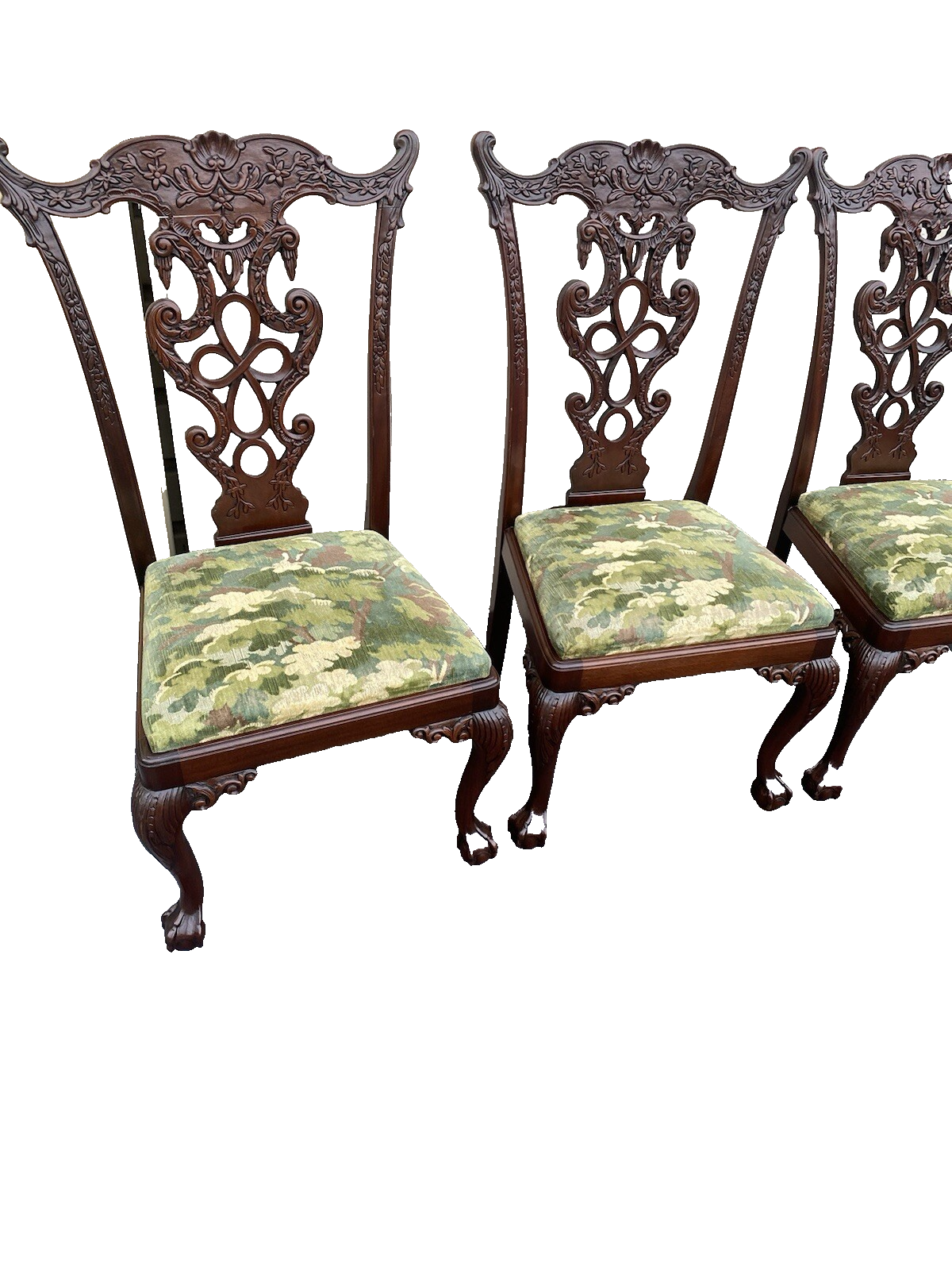 65650   Set of 8 Hand Carved Mahogany Dining Chair s