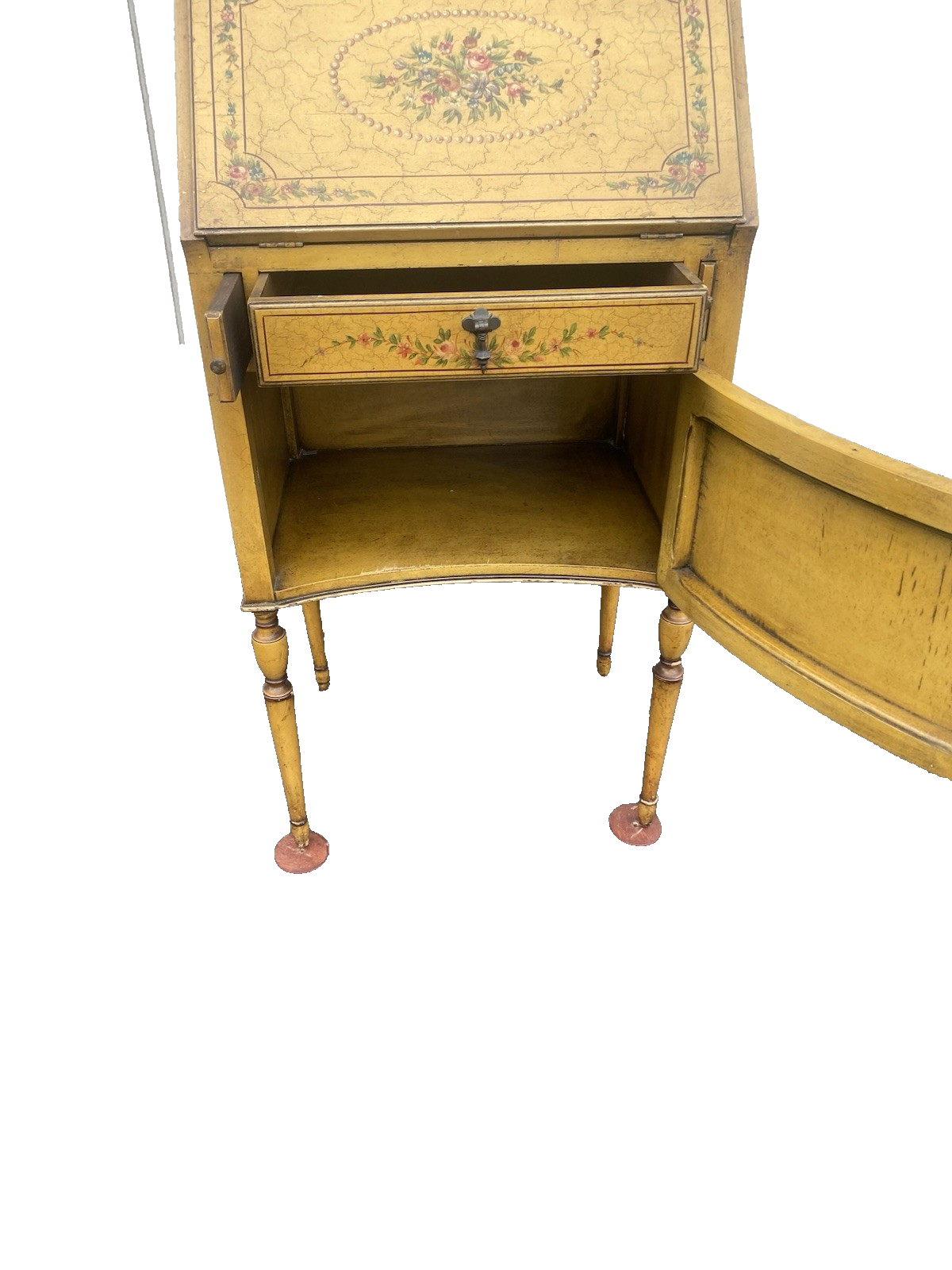 66525 Decorator Hand Painted Secretary Desk with Bookcase Top