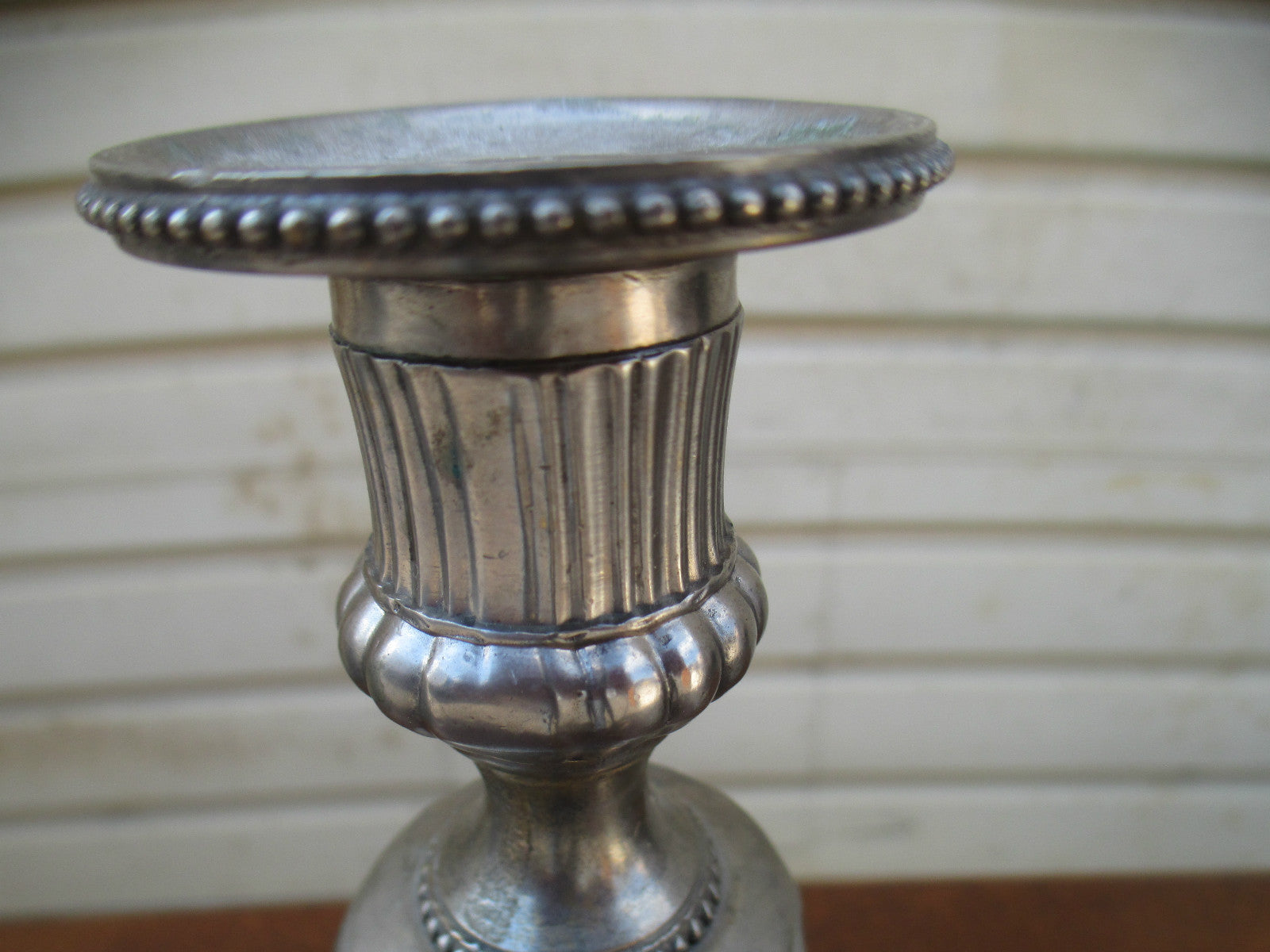 COL WS: Pair Fancy Silver Metal Fancy Candle Sticks