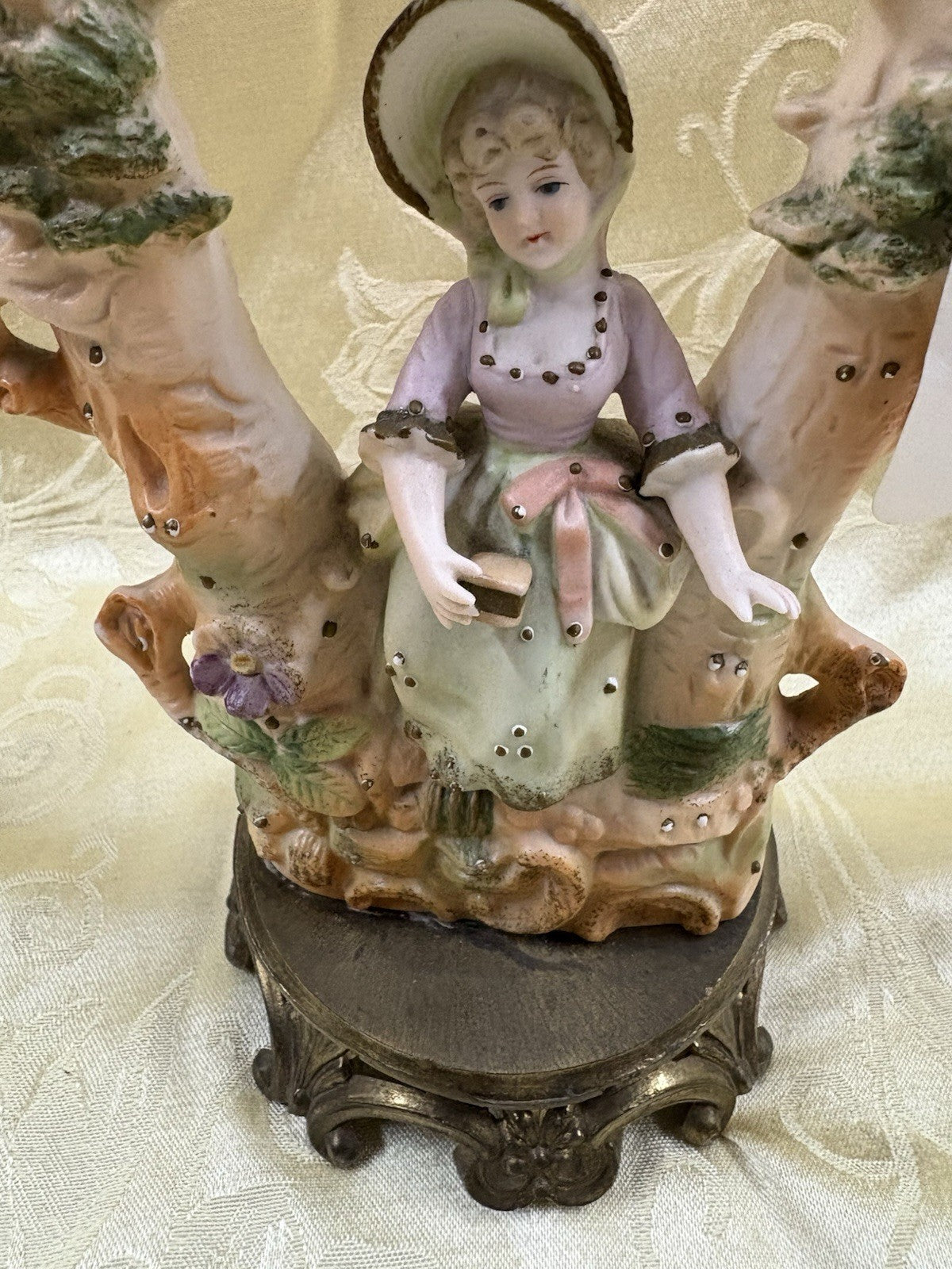 COL 01:       Pair Bisque Candelabra Figures