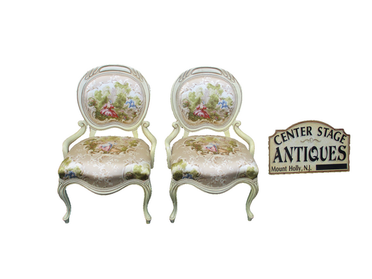 64365 Pair Hand Made French Country  Chair SILK Fabric STATESVILLE Chair