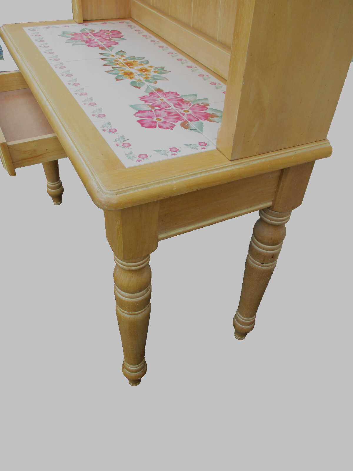 63329   2 Piece Tile Top Desk Cabinet with Bookcase Top