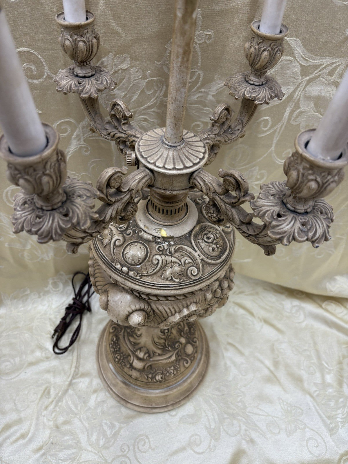 55229 Pair Fancy Mid Century Candelabra Table Lamps 