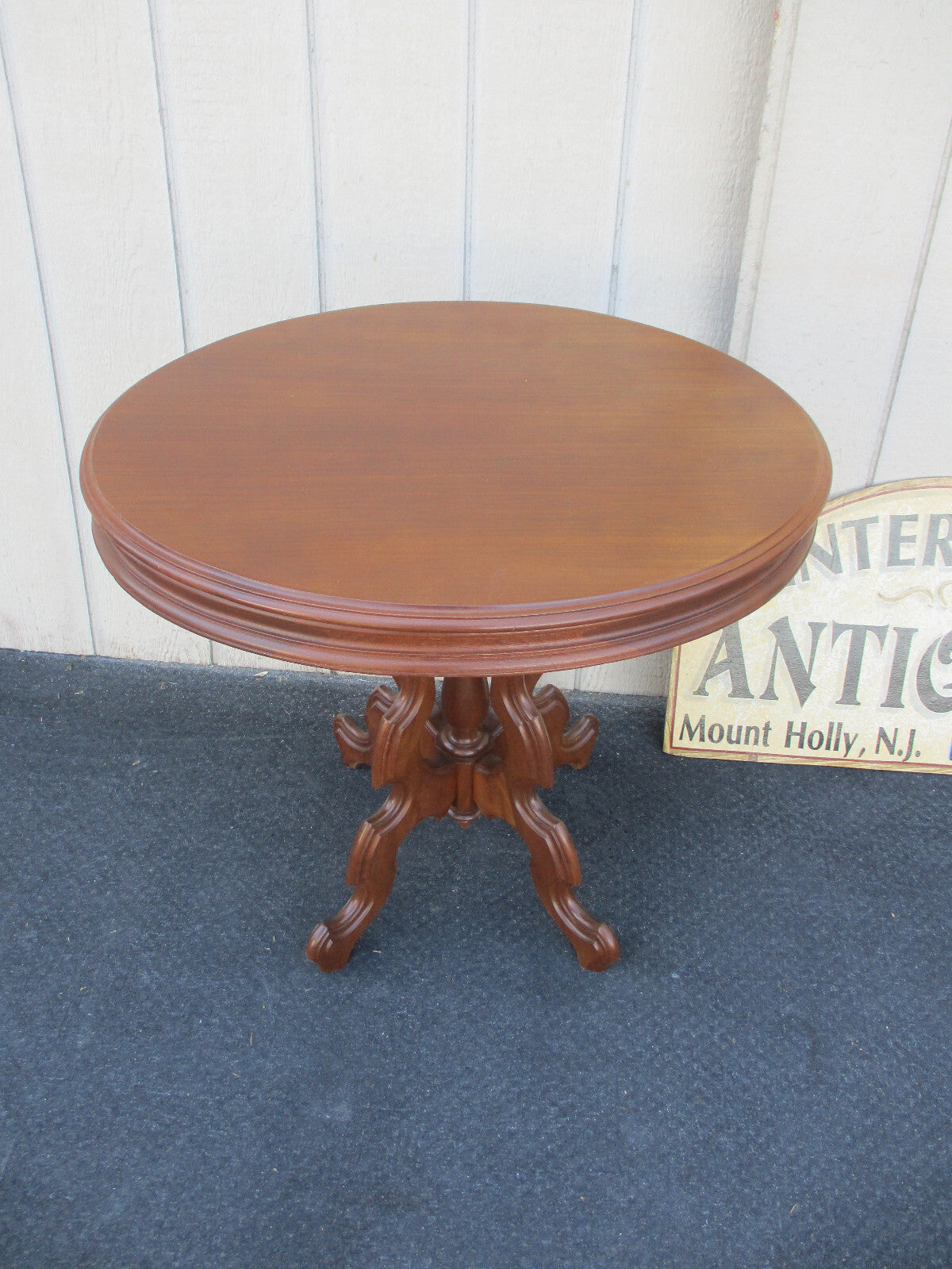 64381  Oval Victorian Walnut Lamp Table Stand