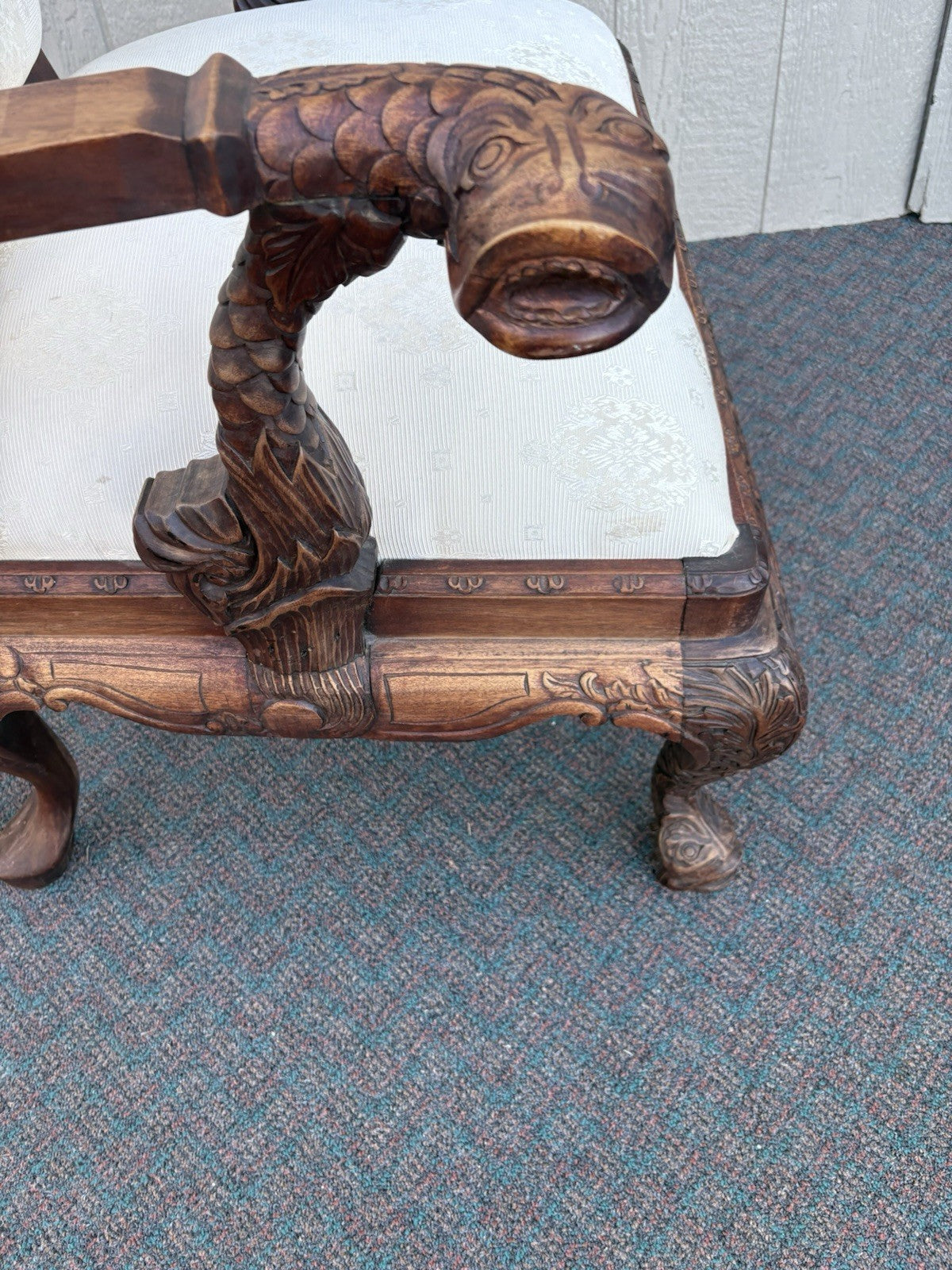 67096 Custom Hand Carved Figural Armchair Chair