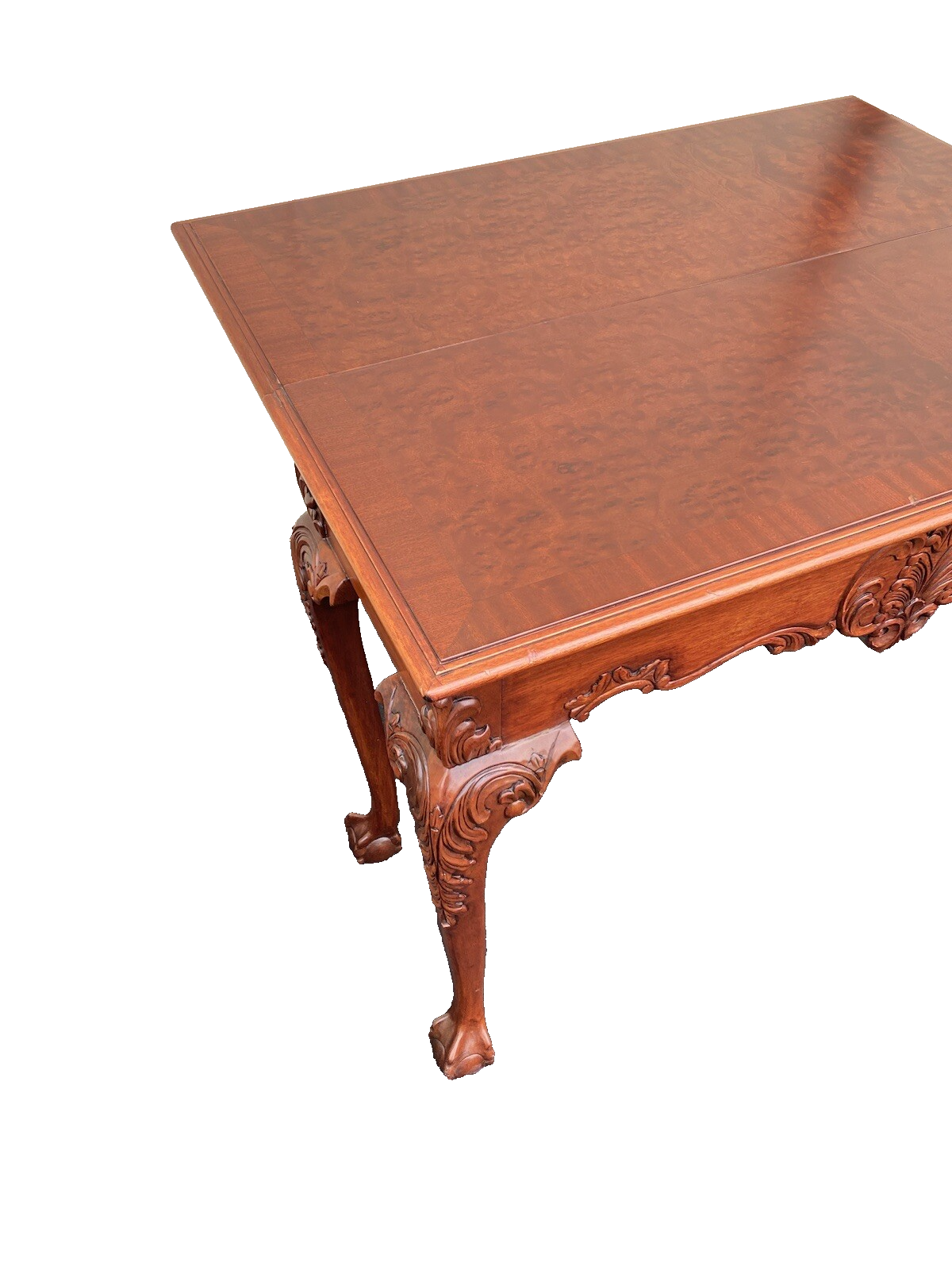 64531 Banded Mahogany Ball And Claw Foot Carved Flip Top Game ? Dining Table