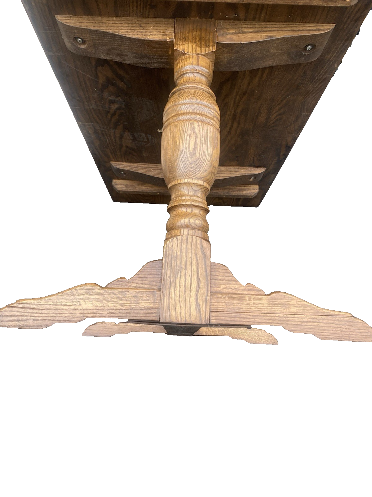 66523   Solid Oak Double Pedestal Trestle  Dining Table