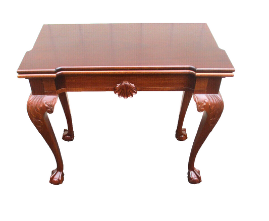 63334 GEORGIAN FURNISHINGS Solid Mahogany Flip Top Game Table w/ Drawer