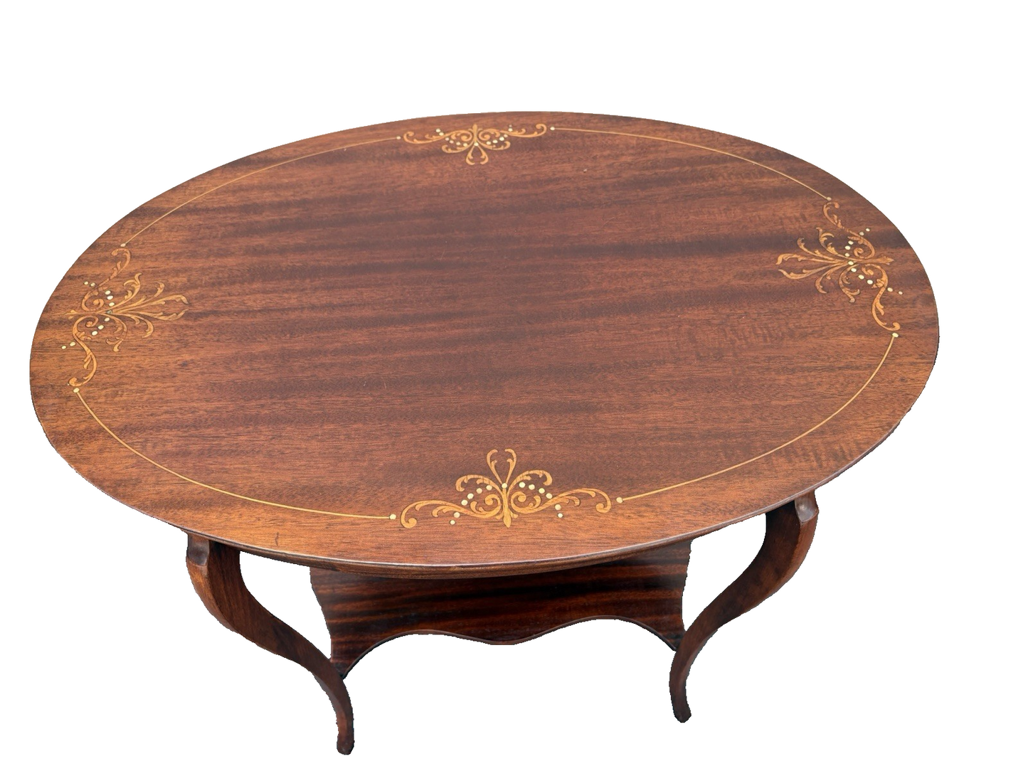 66976 Oval Mother of Pearl Inlaid Lamp Table Stand