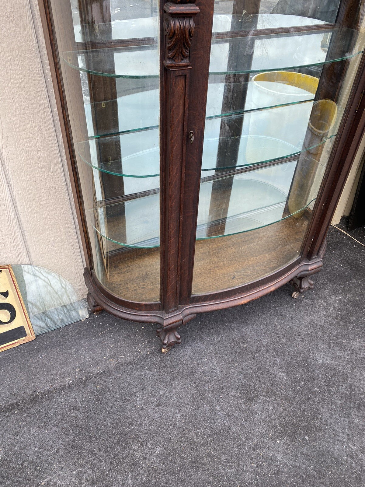 66152   Antique Victorian Lion Headed China Cabinet Curio