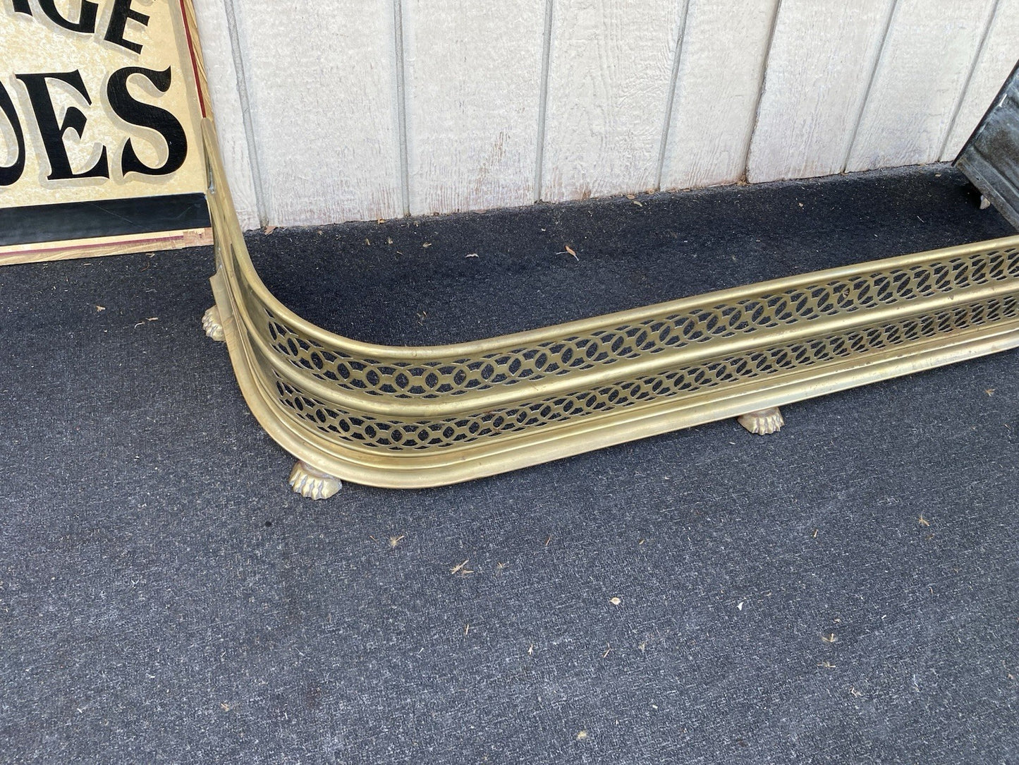 66654   Antique Brass Fireplace Fender Fancy Feet