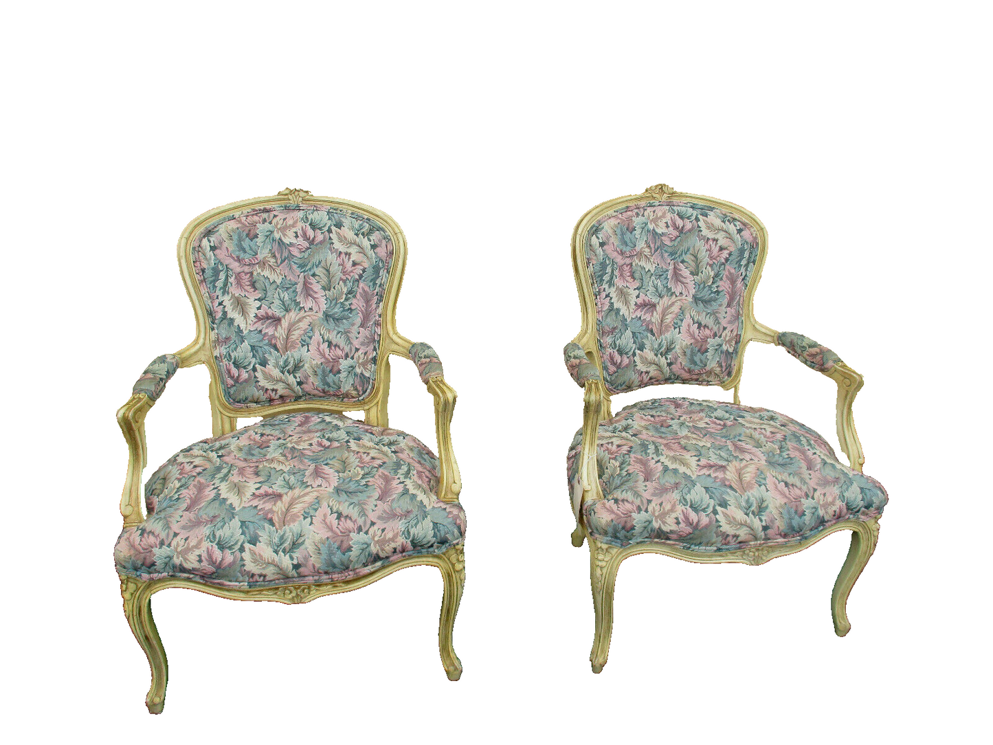 50924 Pair French Country Style Bergere Armchair Chairs 