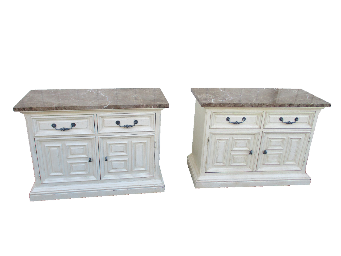 63877  PAIR Marble Top  DREXEL HERITAGE  Server Bachelor  Chest Nightstand s