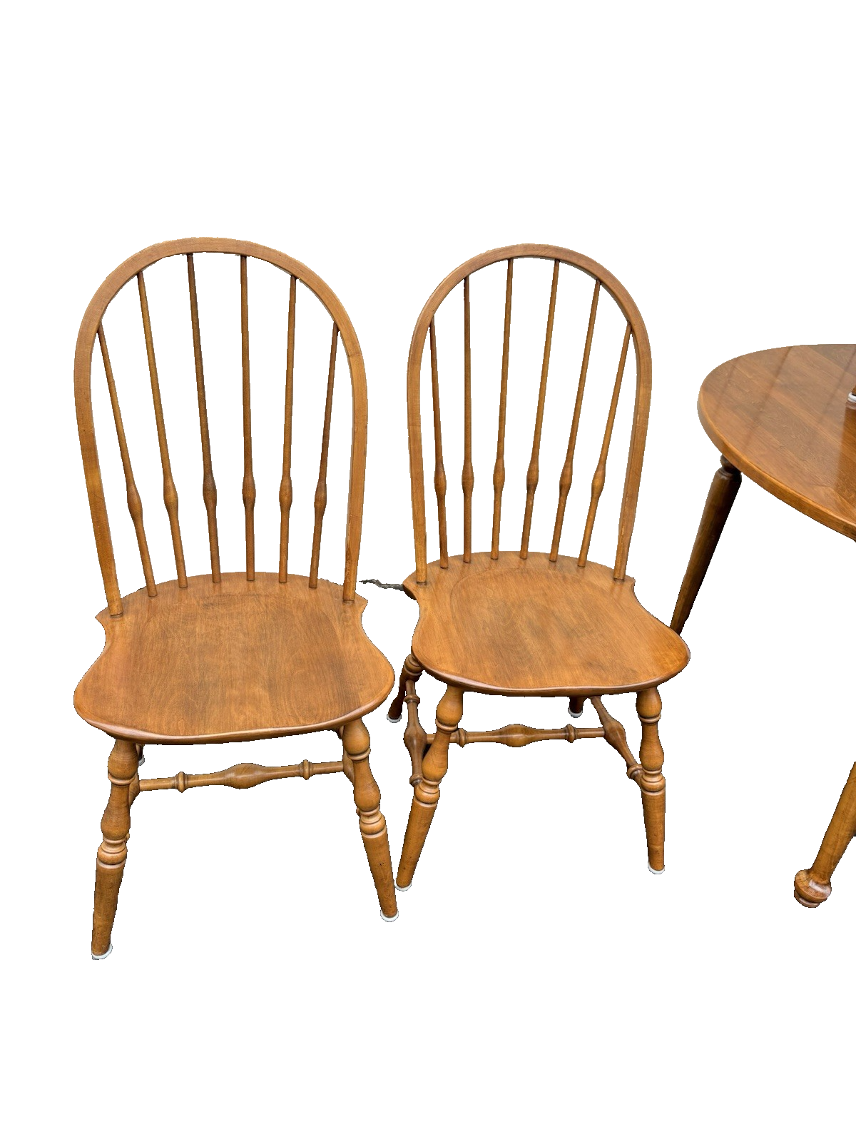 66858 ETHAN ALLEN Maple Dining Table W/ 2 Leafs + 4 Windsor Chair s