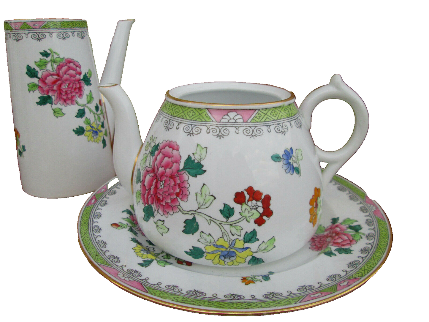 MS:  7 Pieces THOMAS GOODE LONDON SPODE COPELAND SET TEAPOT COVERED DISH CREAMER