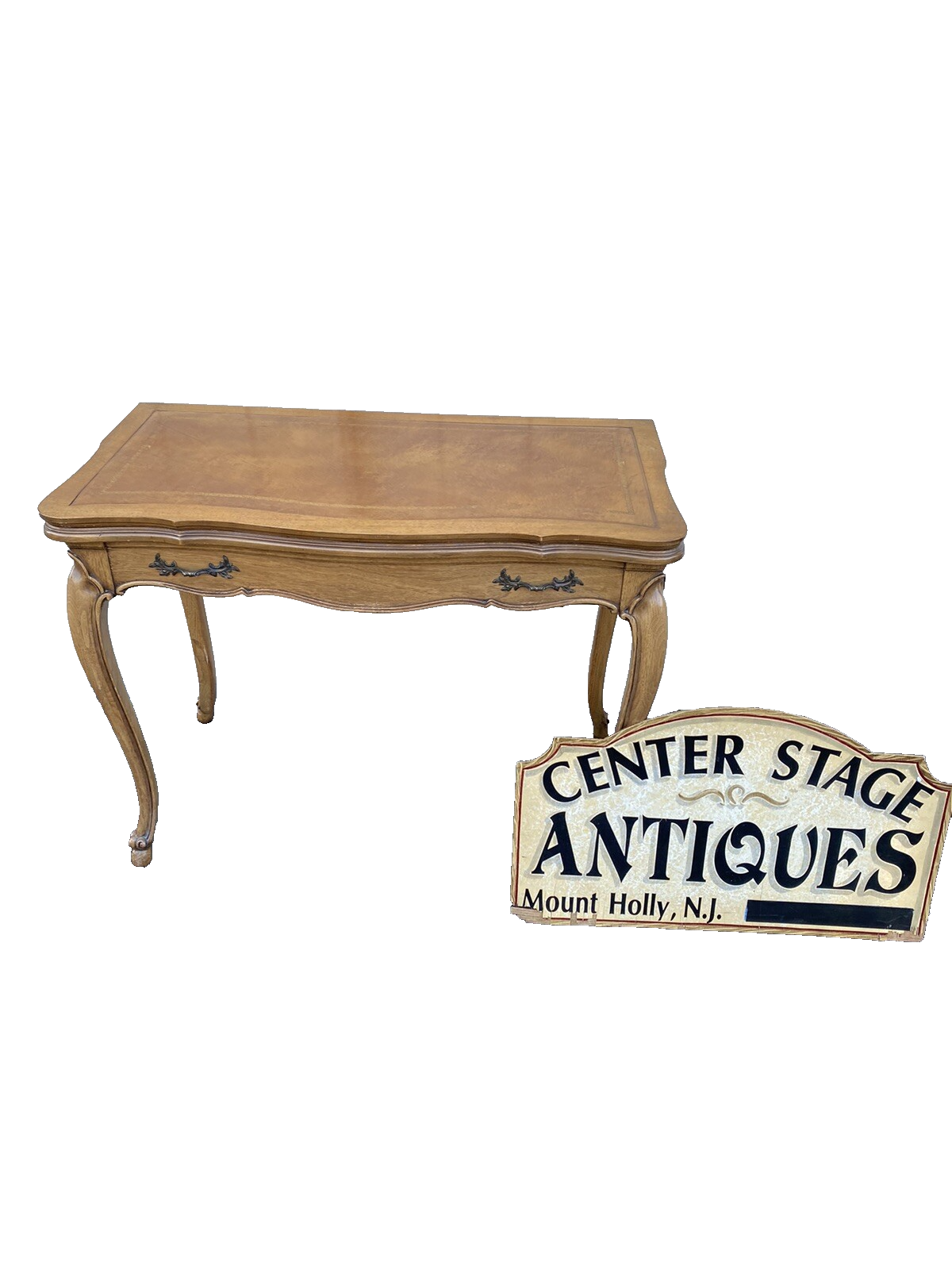 66283  French Country Leather Top Game Table Dining Table