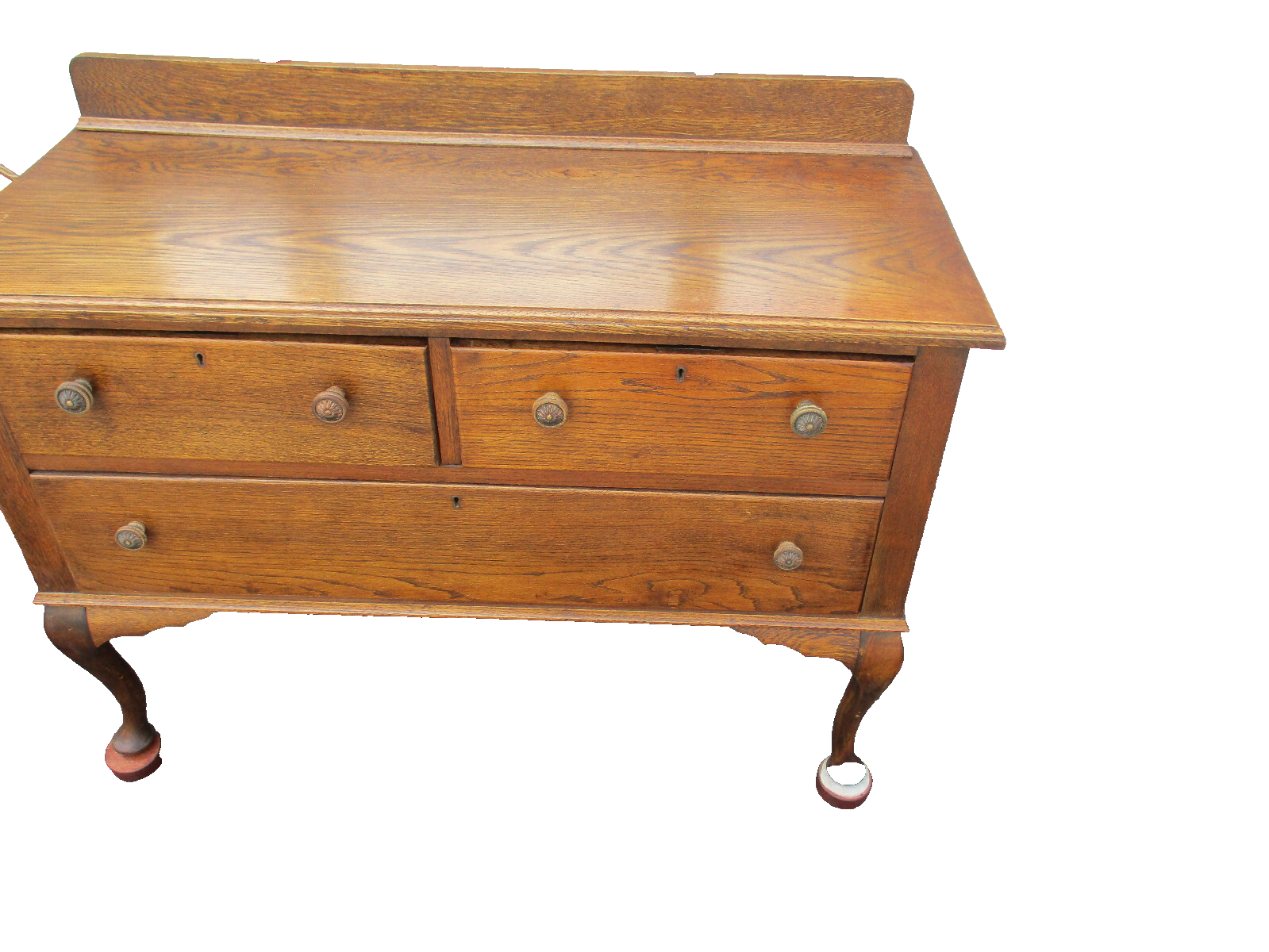 64242 Oak Vanity Desk with Tri-fold Mirrors