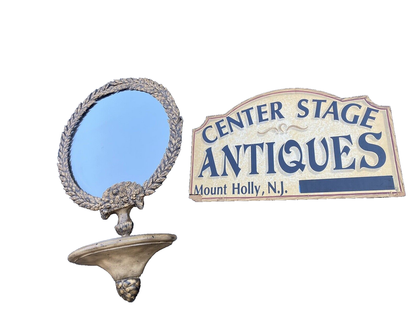 65856 Silver Metal Decorator Mirror with Shelfeta