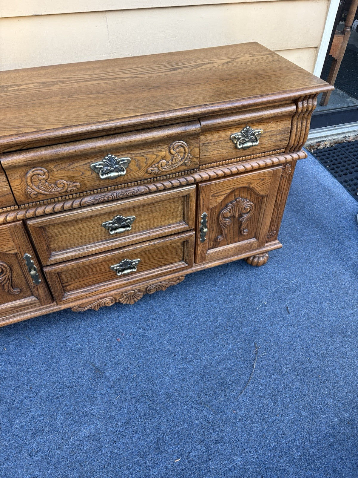 67122 Leaded Glass Oak China Cabinet Curio