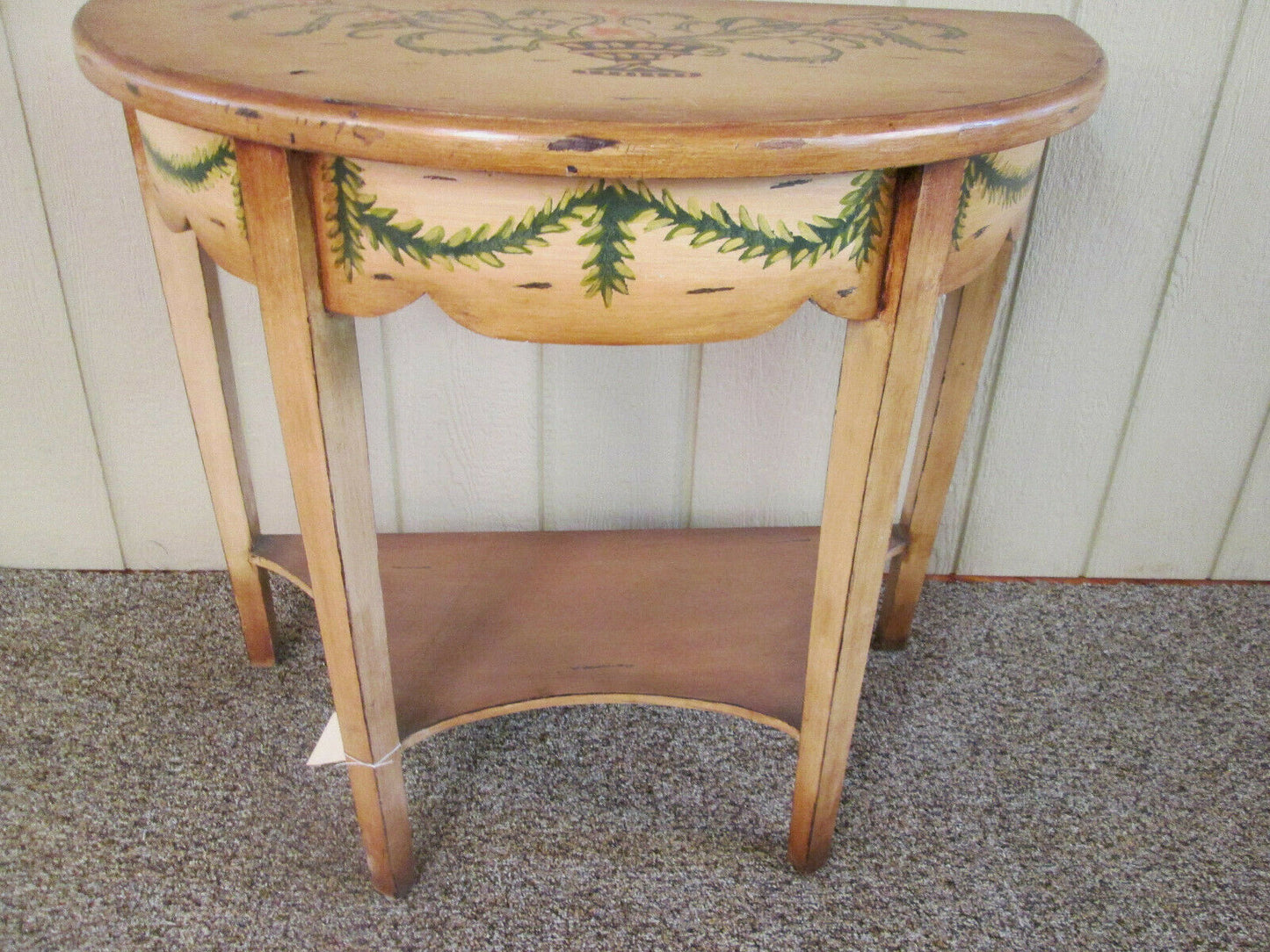 49361 DECORATOR Custom Made HAND PAINTED WOOD HALF ROUND CONSOLE TABLE
