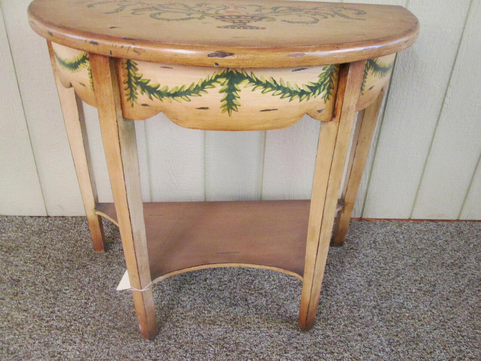49361 DECORATOR Custom Made HAND PAINTED WOOD HALF ROUND CONSOLE TABLE