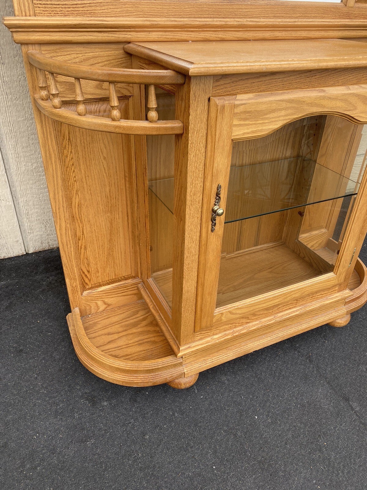 64774  Oak Hall Seat Hat Rack Umbrella Stand Curio