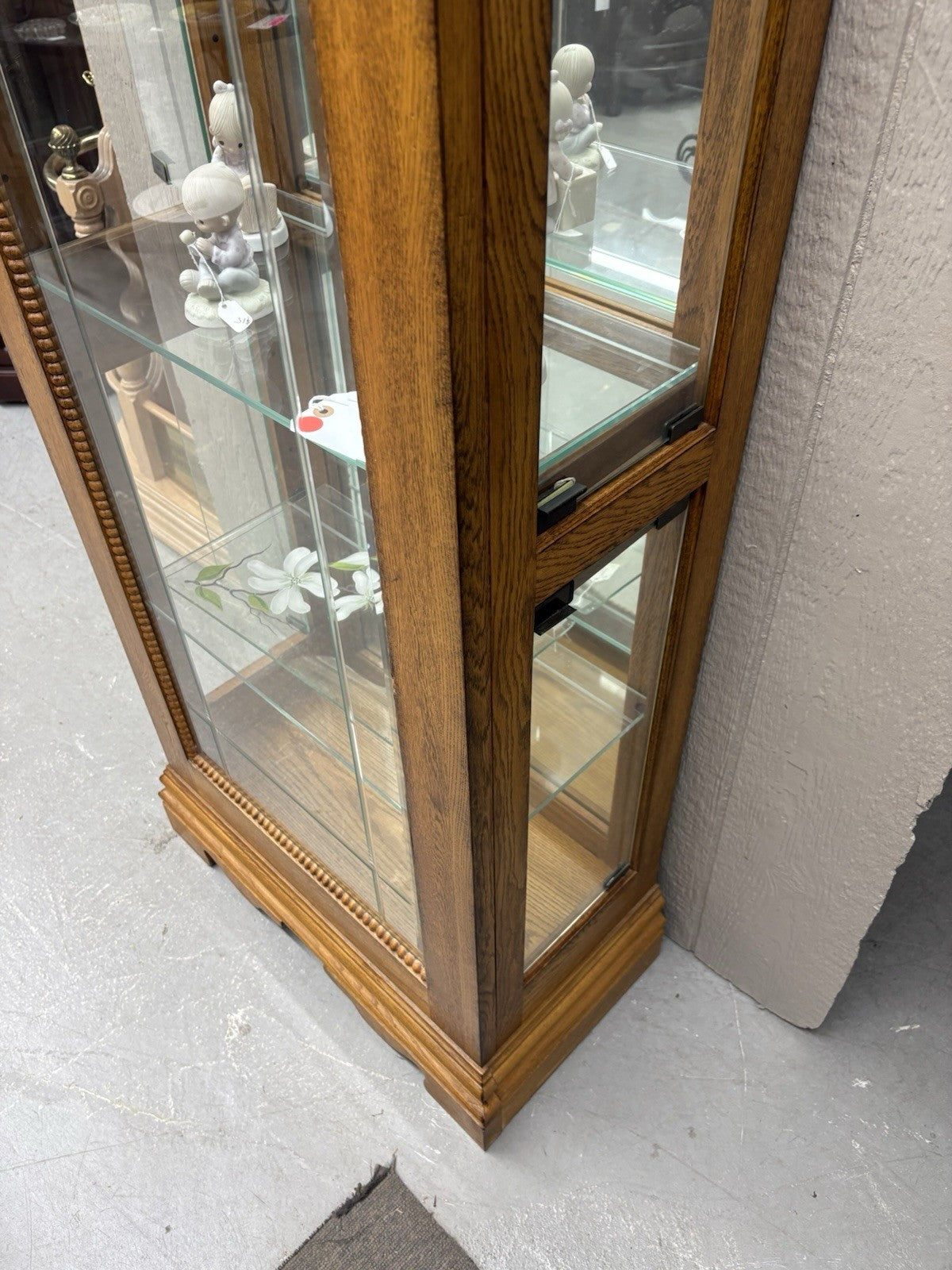 62458 Etched Glass Oak Curio China Cabinet