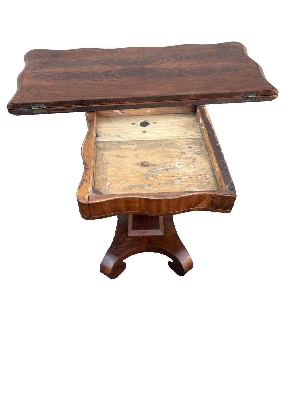 00001 Antique Empire Mahogany Flip Top Game Table Dining Table