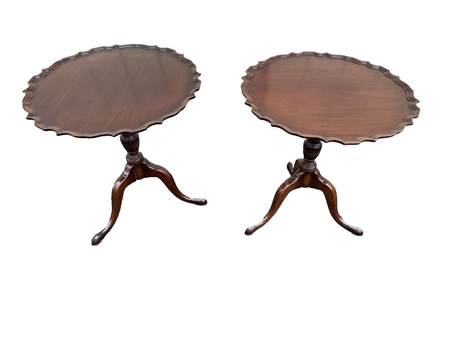 66324 CHARAK Furniture PAIR Mahogany Tilt Top Lamp Table Stand s