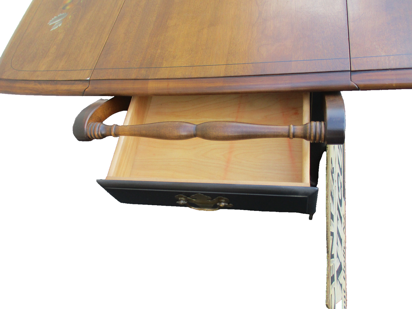 64308  Stenciled Solid Maple Tea Cart Bar Cart with Wheels