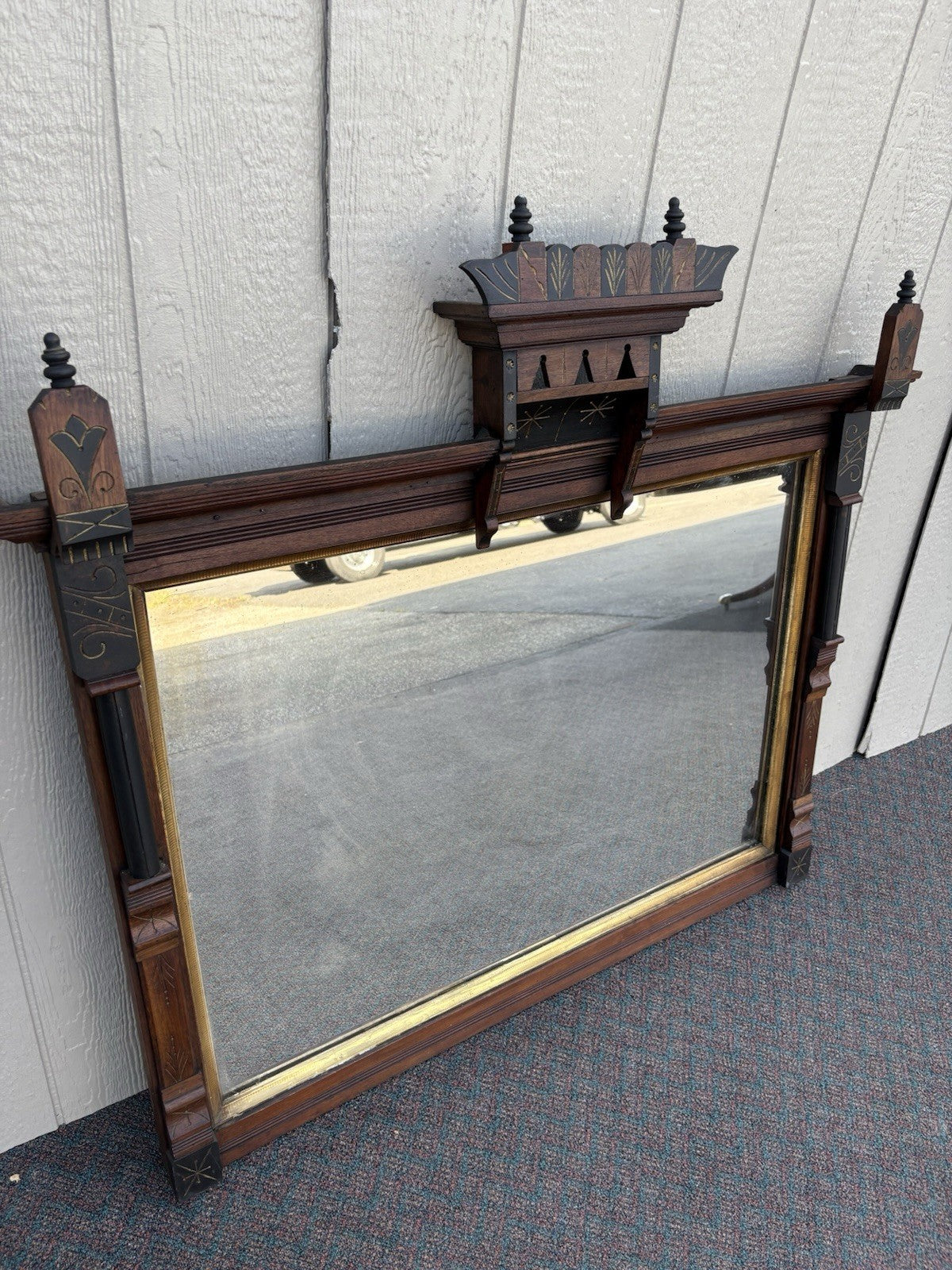 66967 Antique Victorian Walnut Mirror