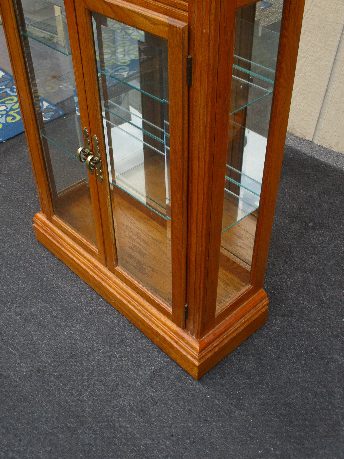 63691 Oak Curio China Cabinet With Light