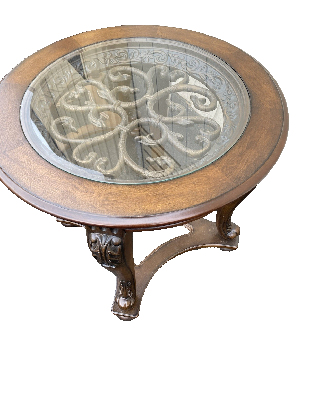 66528  Pair Modern Lamp Table Stand s with Glass Inserts