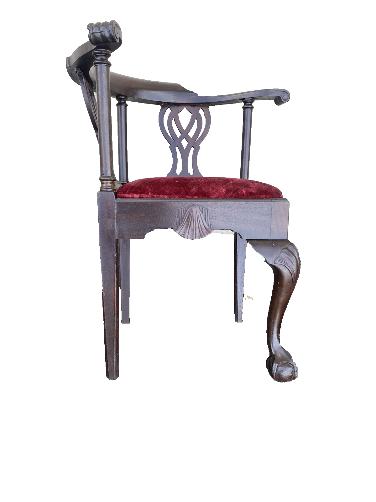 65848   Solid Mahogany Chippendale Corner Chair