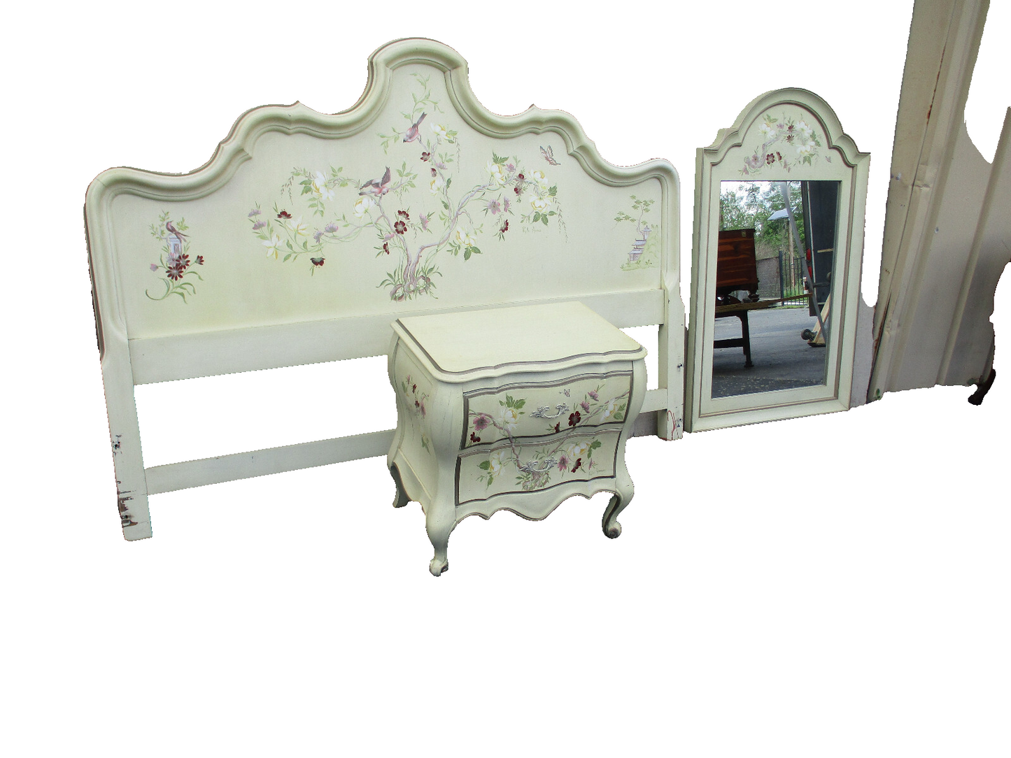 63272 Hand Painted Artist Signed Tall Decorator Mirror Quality Made