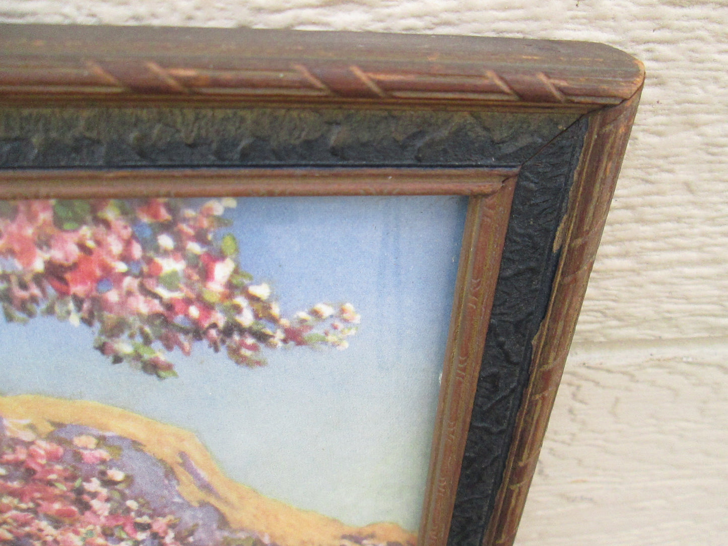 39728 Antique Reynard Print in Fancy Deco Picture Frame